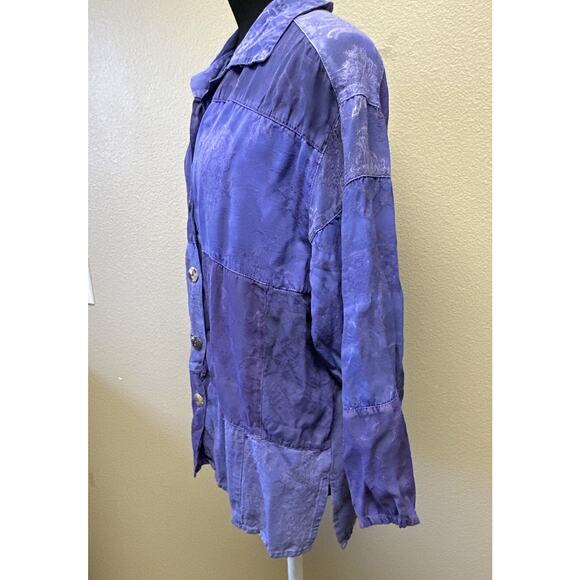 VTG Citron Santa Monica Women's Small Purple Patchwork Design Boho Blouse Top - Picture 5 of 14